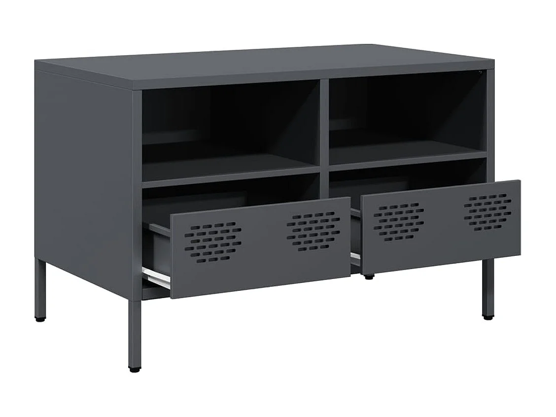 Meuble TV anthracite 68x39x43,5 cm acier laminé à froid