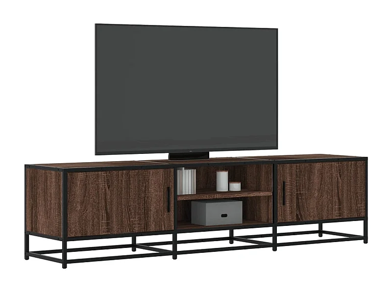 Tv-meubel 160x35x41 cm bewerkt hout metaal bruin eikenkleur