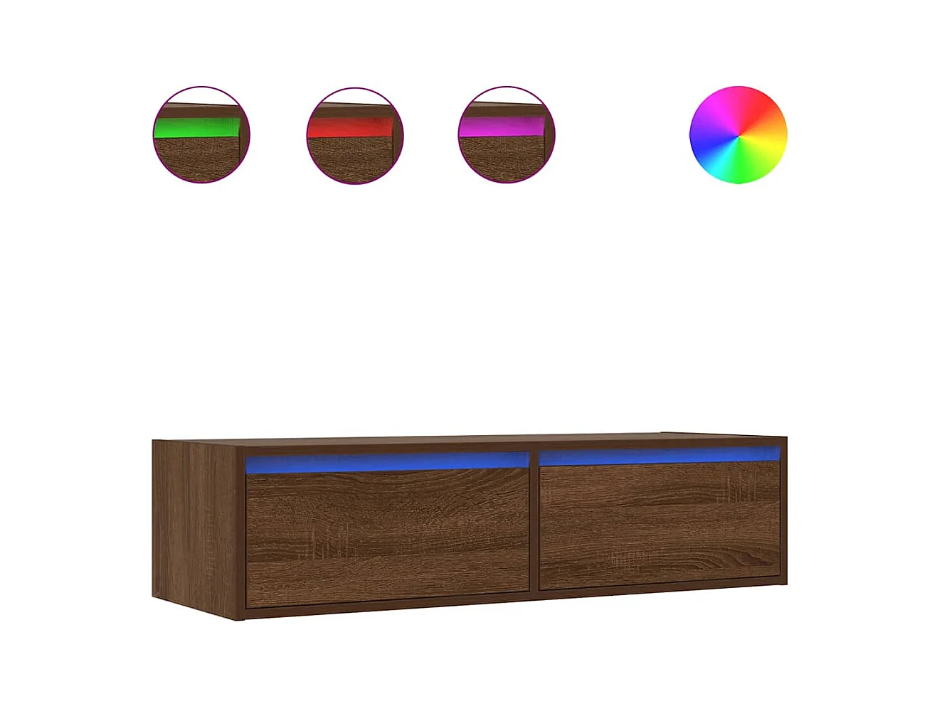 Tv-meubel LED-verlichting 100X35,5x25 cm bruin eikenkleur