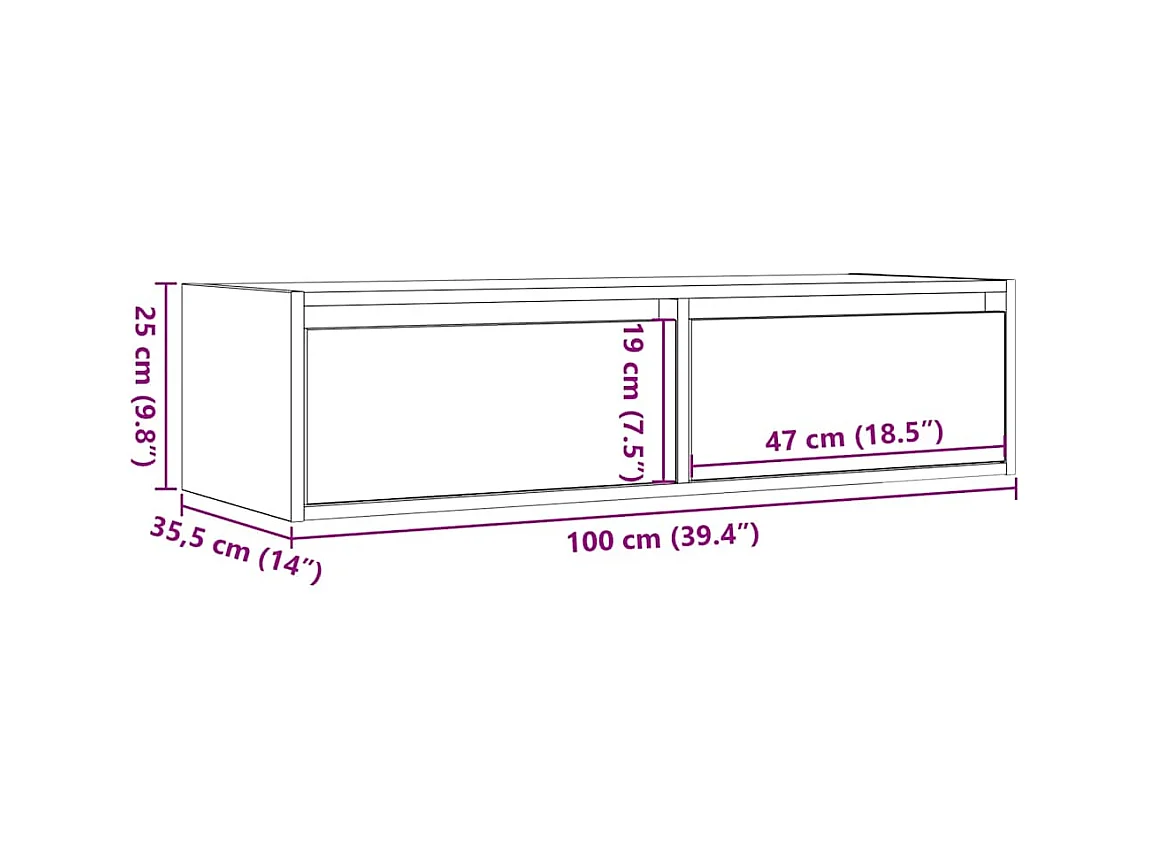 Tv-meubel LED-verlichting 100X35,5x25 cm bruin eikenkleur