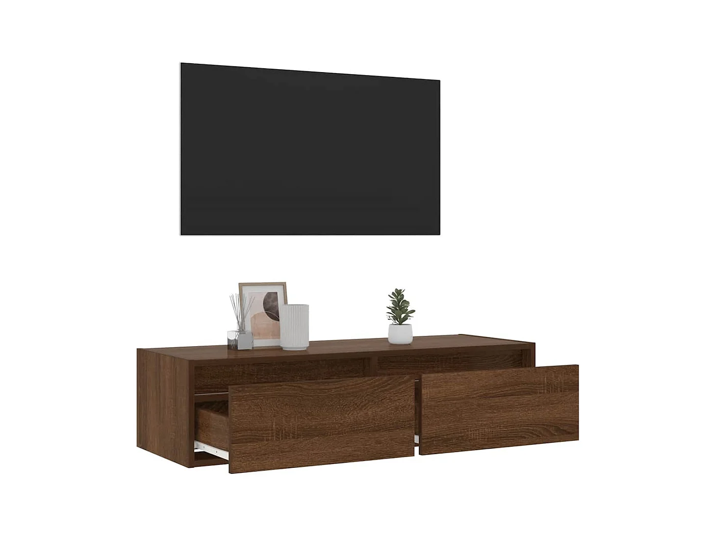 Tv-meubel LED-verlichting 100X35,5x25 cm bruin eikenkleur