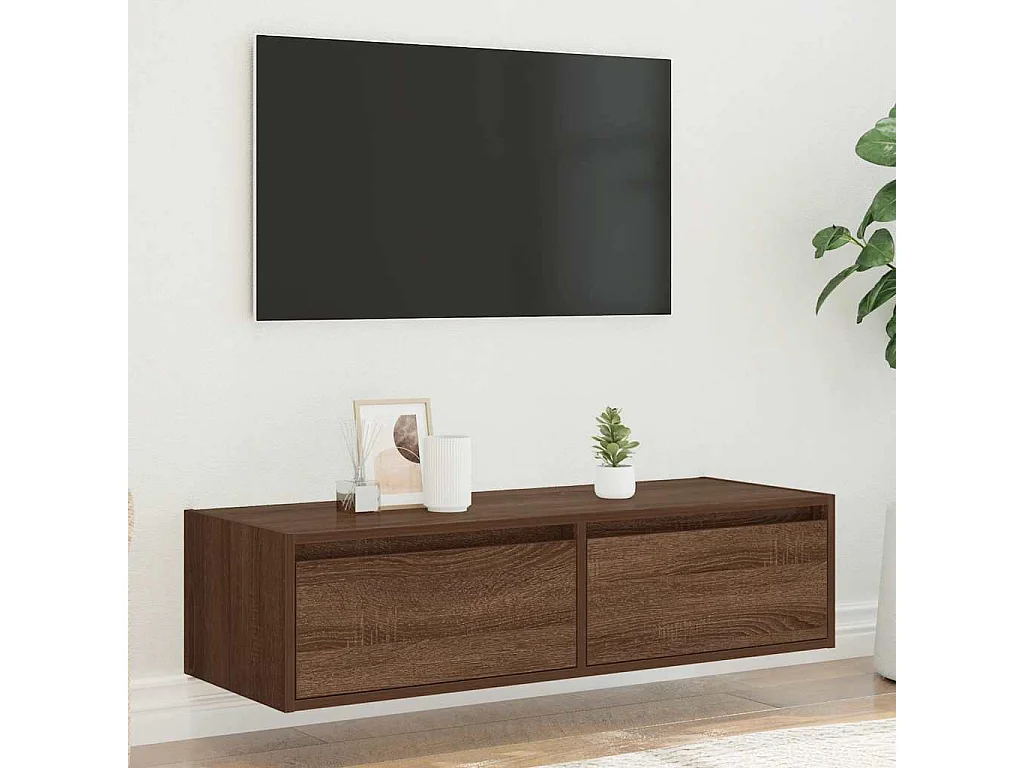 Meuble TV avec lumières LED chêne marron 100X35,5x25 cm