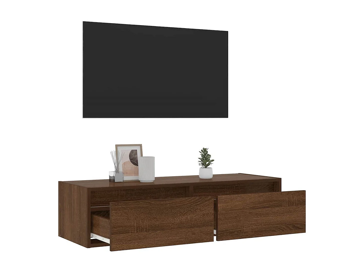 Meuble TV avec lumières LED chêne marron 100X35,5x25 cm