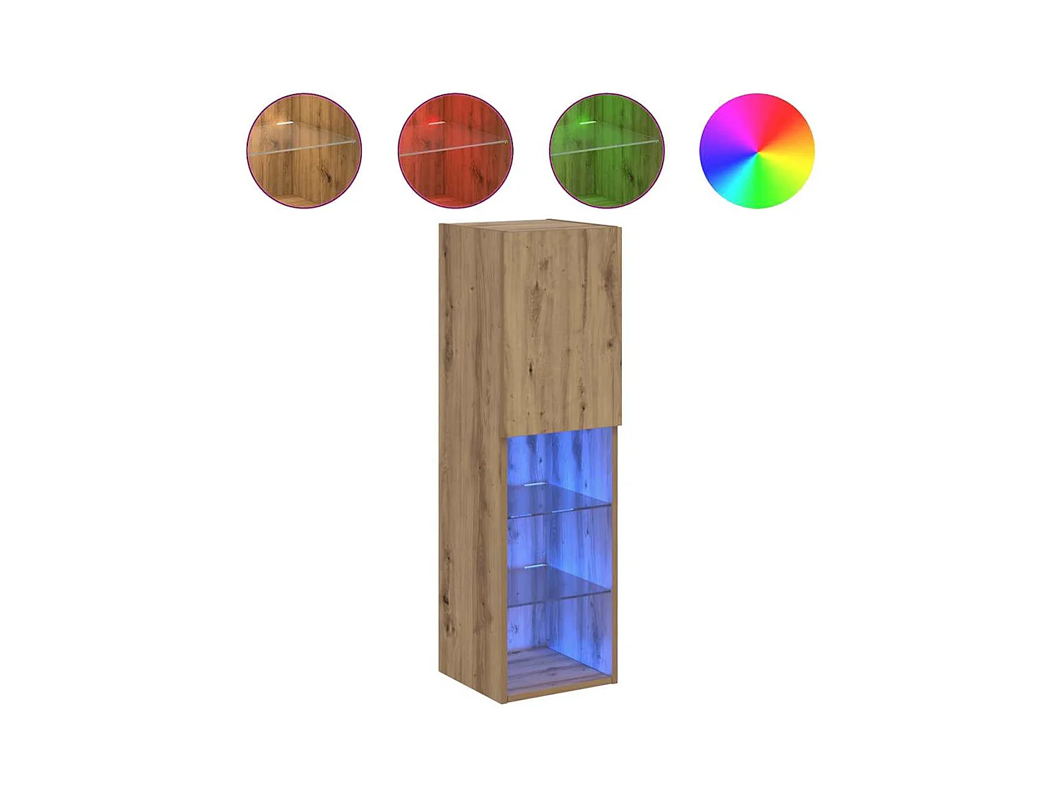 Meuble TV avec lumières LED chêne artisanal 30,5x30x102 cm