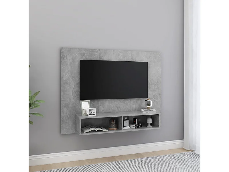 Meuble TV mural Gris béton 120x23,5x90 cm Bois d’ingénierie