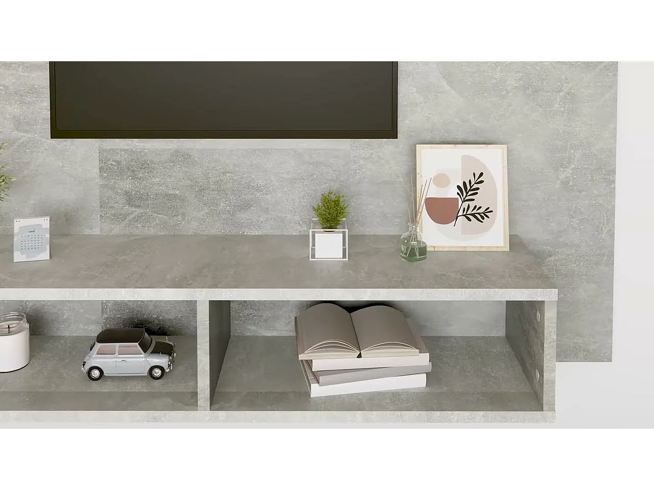 Meuble TV mural Gris béton 120x23,5x90 cm Bois d’ingénierie