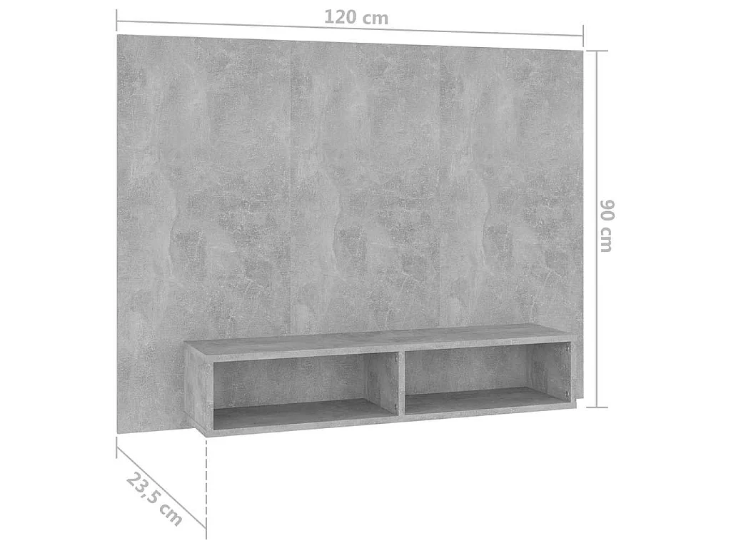 TV-Wandschrank Betongrau 120x23,5x90 cm Holzwerkstoff