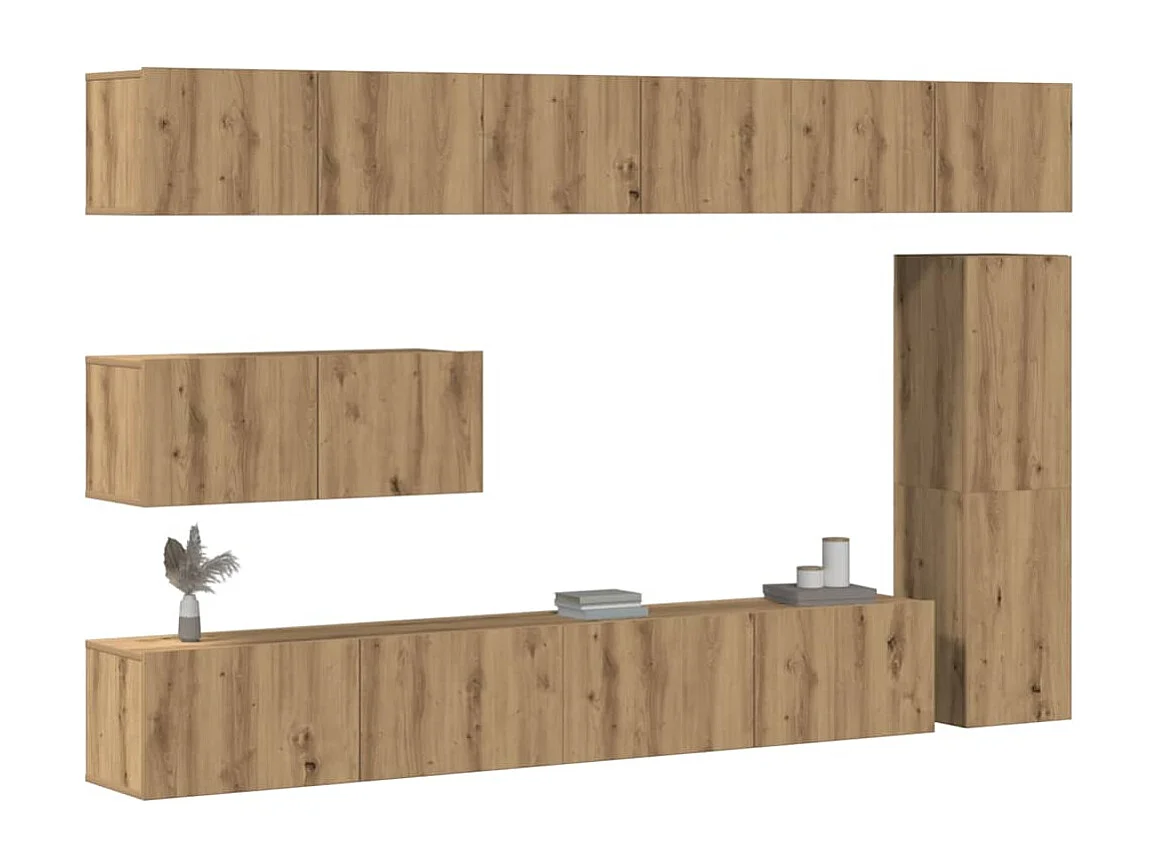 Ensemble de meuble TV mural 7 pcs chêne artisanal