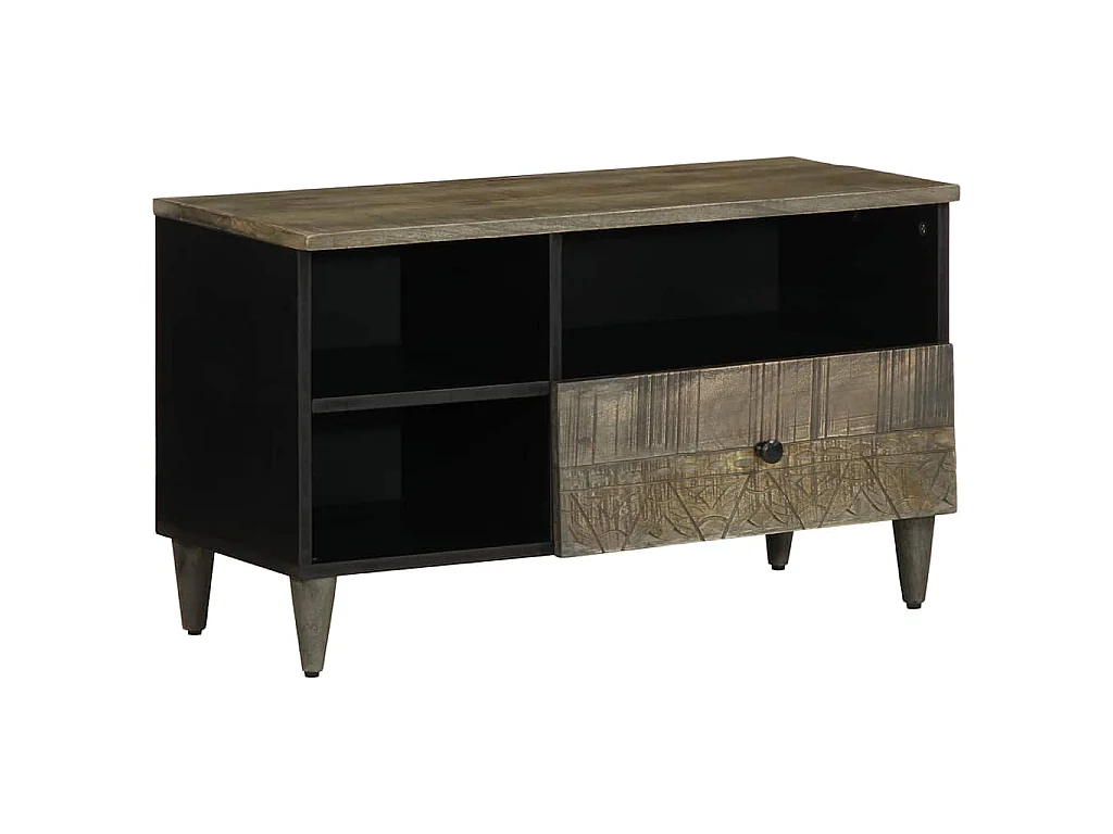 Tv-meubel 80x33x46 cm massief mangohout zwart