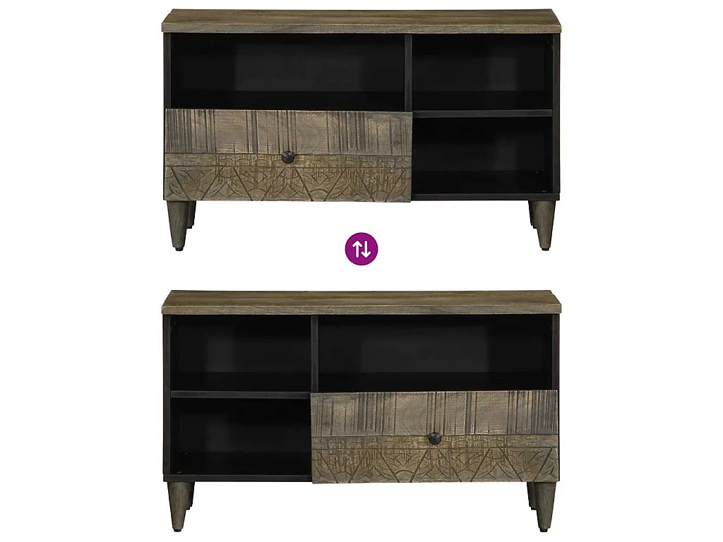 Tv-meubel 80x33x46 cm massief mangohout zwart