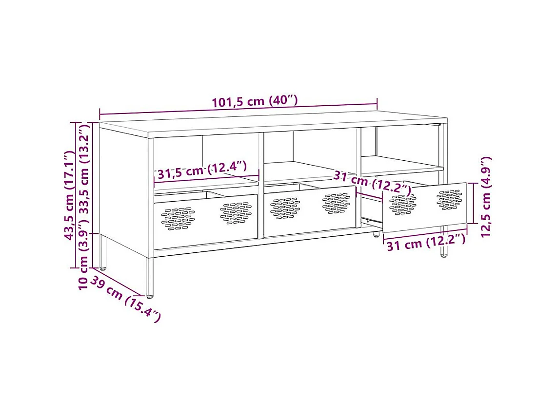 Tv-meubel 101,5x39x43,5 cm koudgewalst staal mosterdgeel