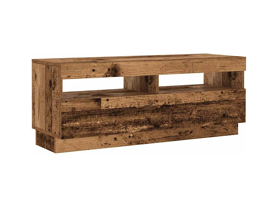 Tv-meubel met LED 200x35x40 cm bewerkt hout oud hout