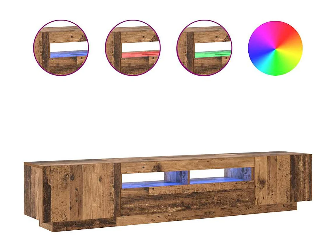 TV-Schrank mit LED-Leuchten Altholz-Optik 200x35x40 cm
