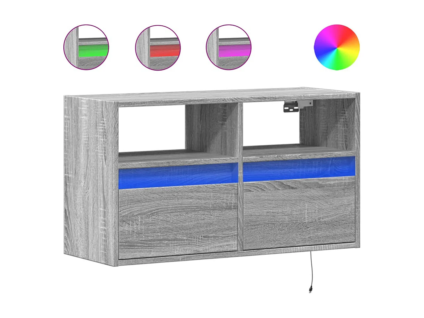 TV-Wandschrank mit LED-Beleuchtung Grau Sonoma 80x31x45 cm