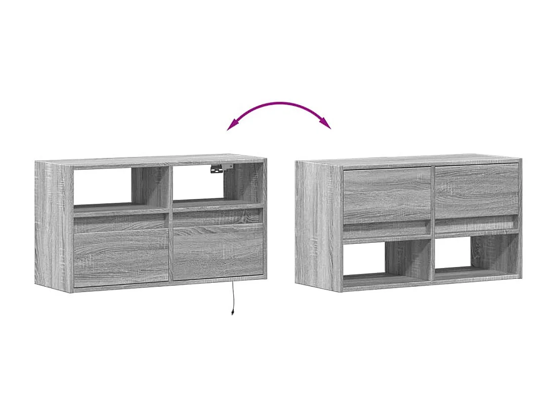 TV-Wandschrank mit LED-Beleuchtung Grau Sonoma 80x31x45 cm