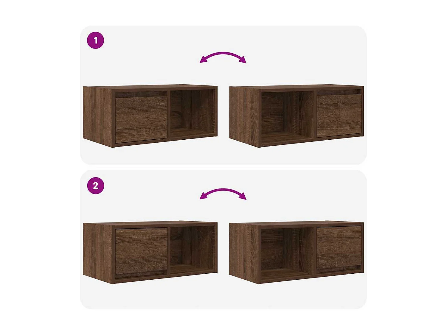 Meuble TV chêne marron 60x31x25,5 cm bois d'ingénierie