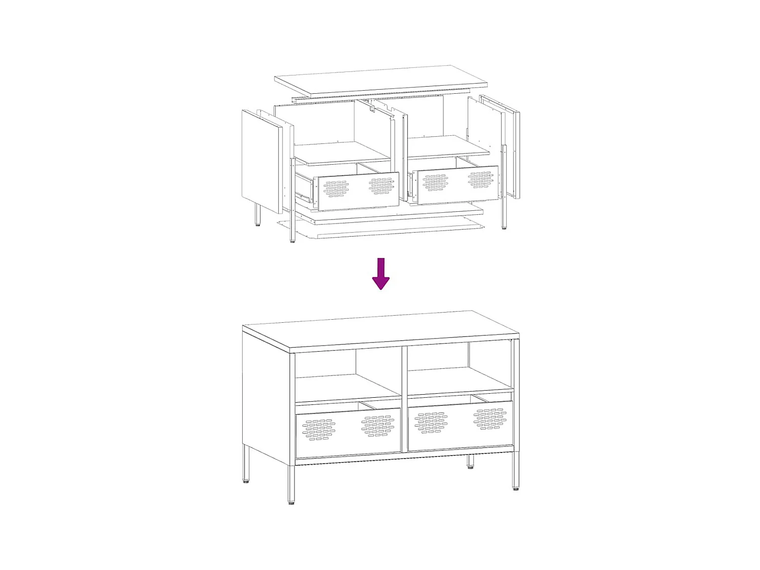 TV-Schrank Weiß 68x39x43,5 cm Kaltgewalzter Stahl