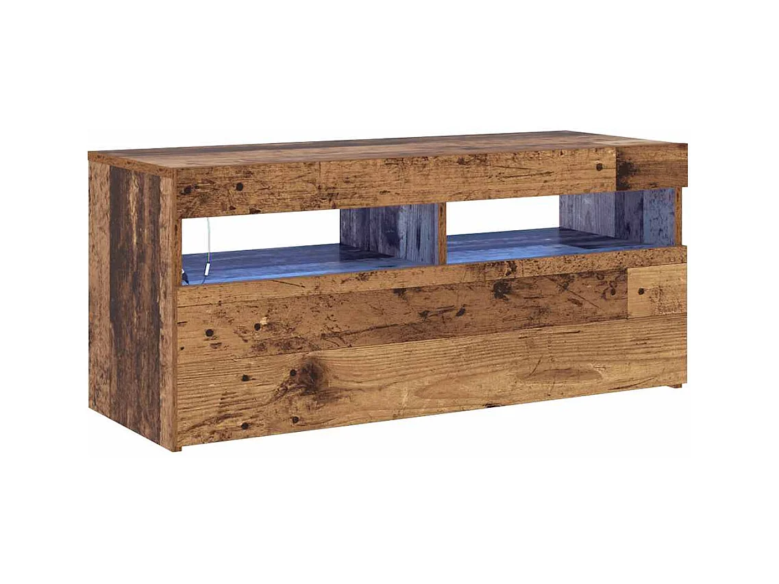 Mobile Porta TV con LED Legno Antico 90x35x40 cm Multistrato