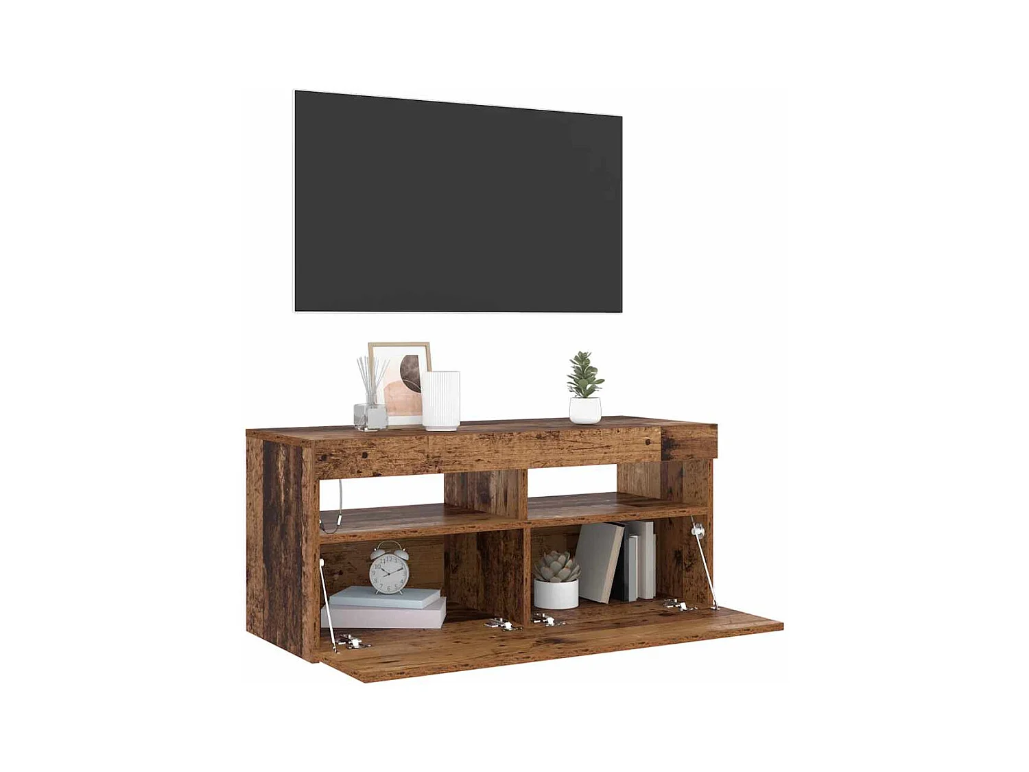 Mobile Porta TV con LED Legno Antico 90x35x40 cm Multistrato