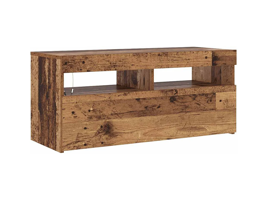 Mobile Porta TV con LED Legno Antico 90x35x40 cm Multistrato
