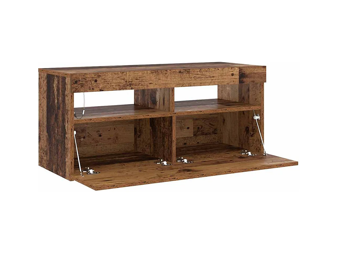 Mobile Porta TV con LED Legno Antico 90x35x40 cm Multistrato