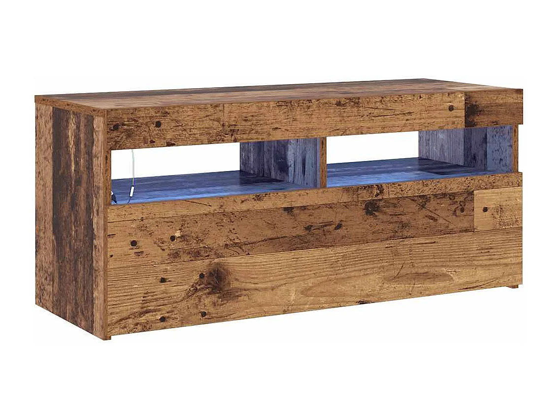 TV-Schrank mit LED-Leuchten Altholz-Optik 90x35x40 cm