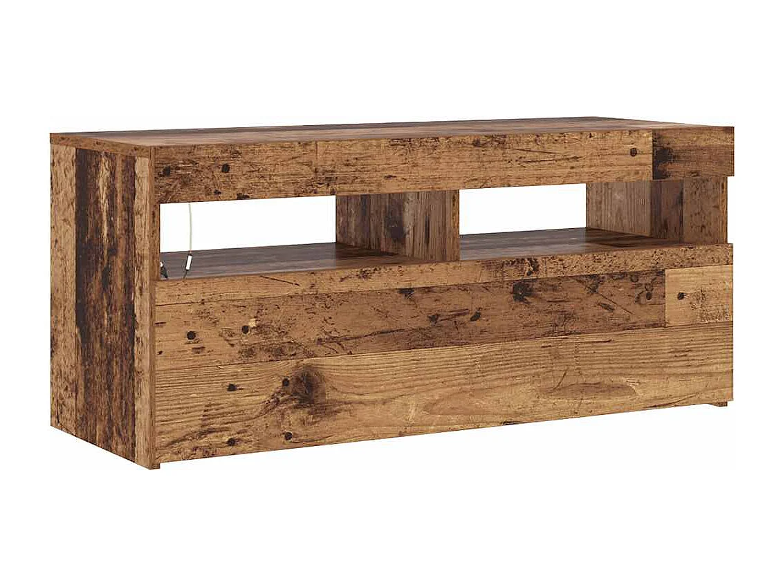 TV-Schrank mit LED-Leuchten Altholz-Optik 90x35x40 cm