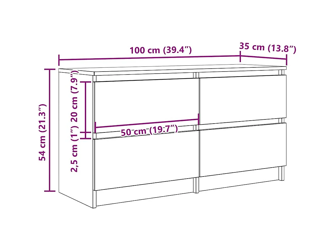 Tv-meubel 100x35x54 cm bewerkt hout gerookt eikenkleurig