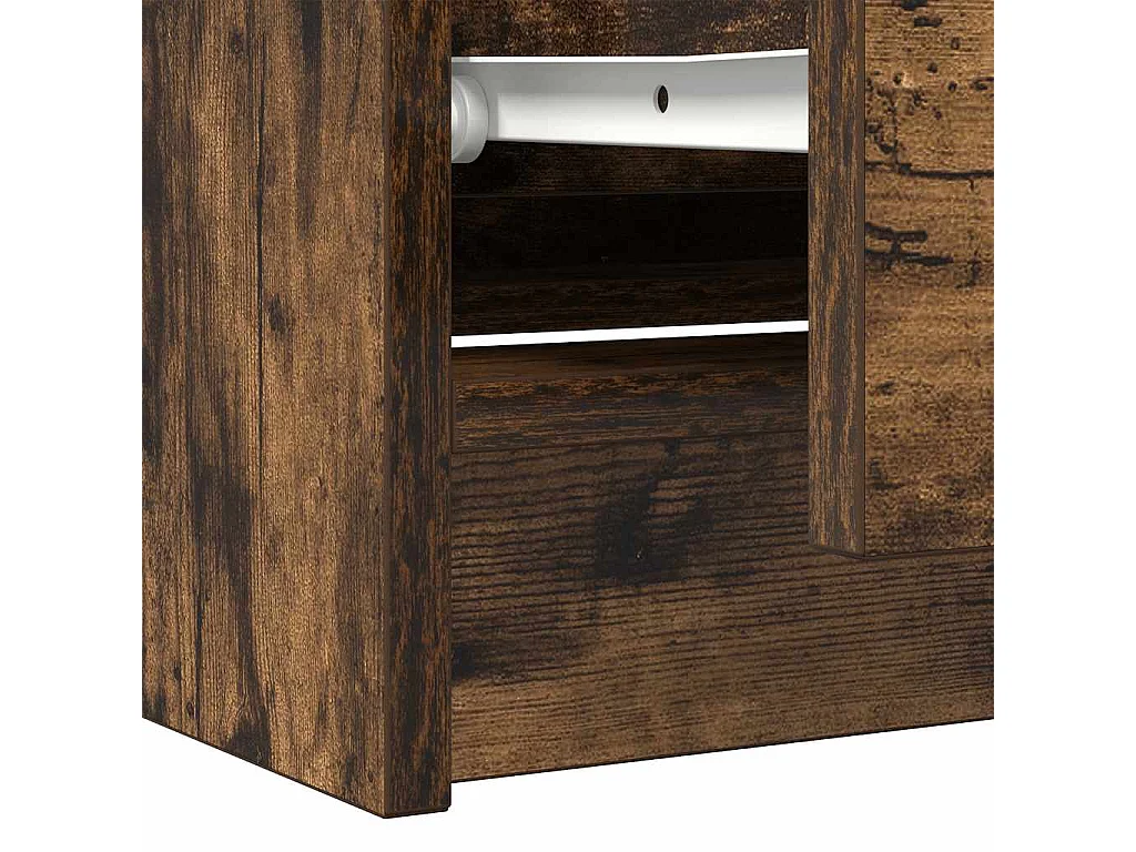 Meuble TV chêne fumé 100x35x54 cm bois d'ingénierie