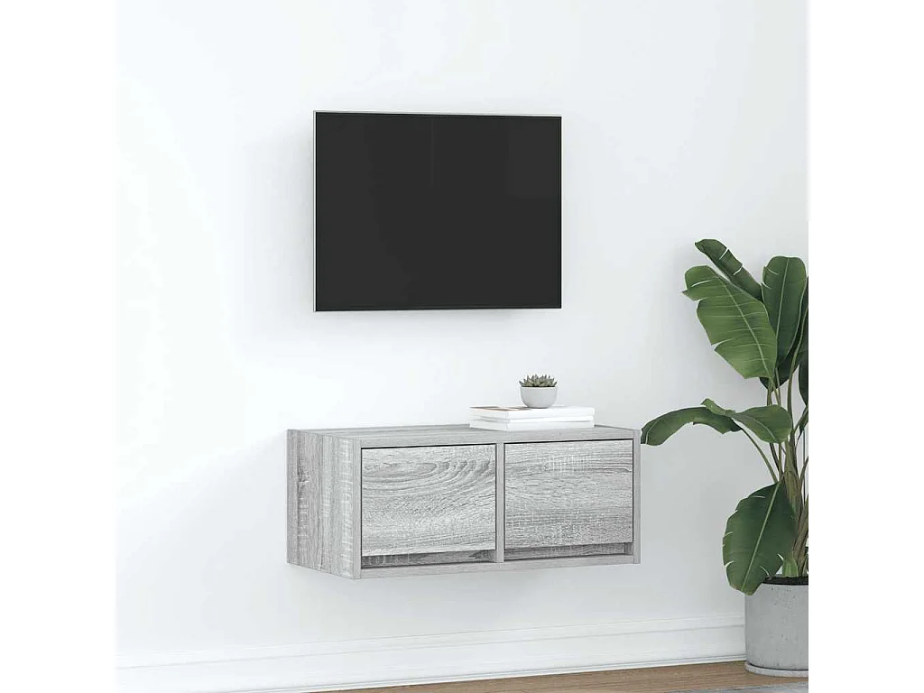 Meuble TV sonoma gris 60x31x25,5 cm bois d'ingénierie
