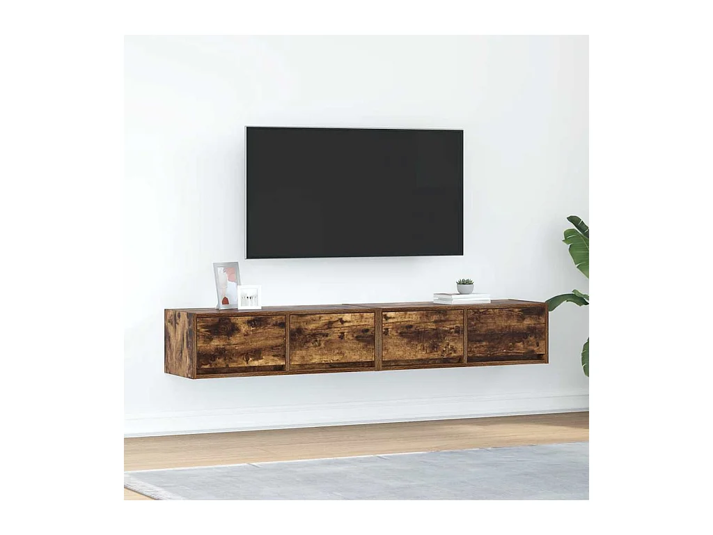 Mobili TV 2 pz Rovere Fumo 80x31x25,5 cm Legno Multistrato