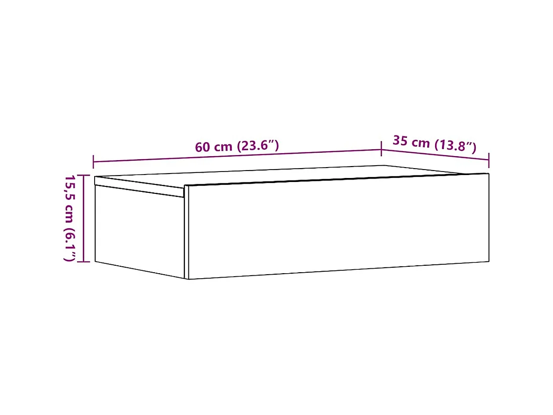 Meuble TV avec éclairage LED vieux bois 60x35x15,5 cm