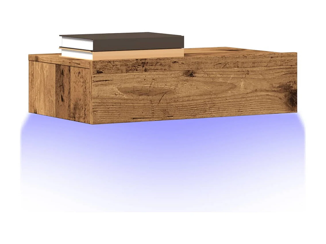 TV-Schrank mit LED-Leuchten Altholz-Optik 60x35x15,5 cm