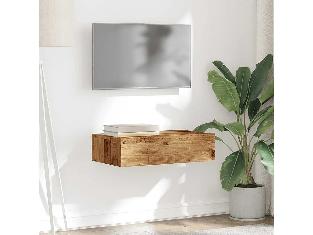 TV-Schrank mit LED-Leuchten Altholz-Optik 60x35x15,5 cm