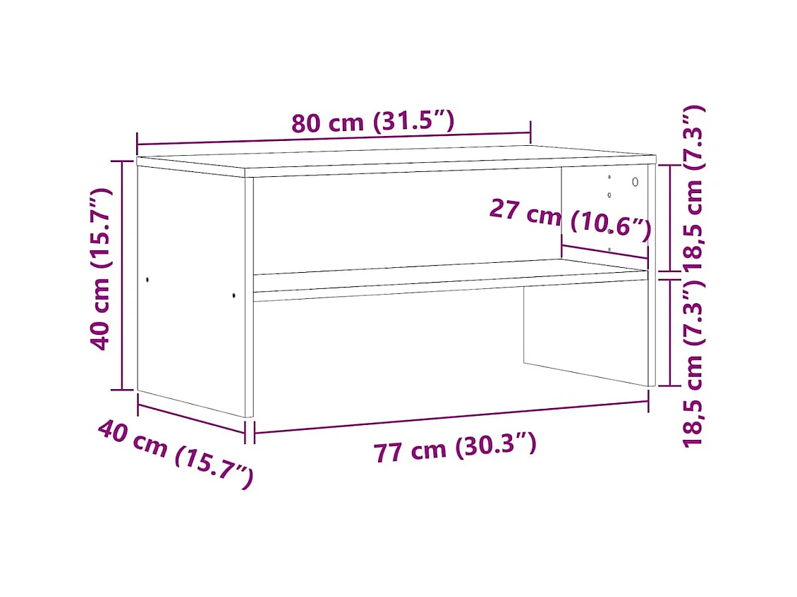Tv-meubel 80x40x40 cm bewerkt hout oud houtkleurig