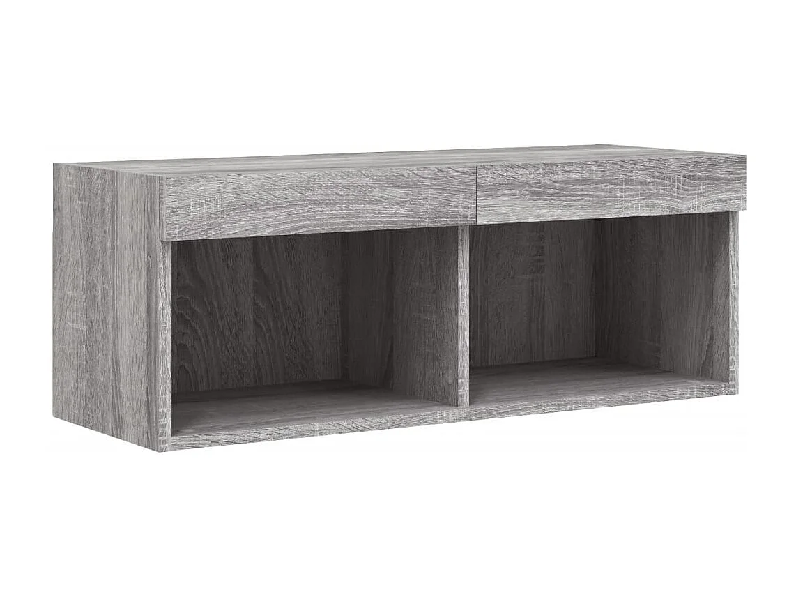 Muebles TV pared con LED 4 pzas madera ingeniería gris Sonoma