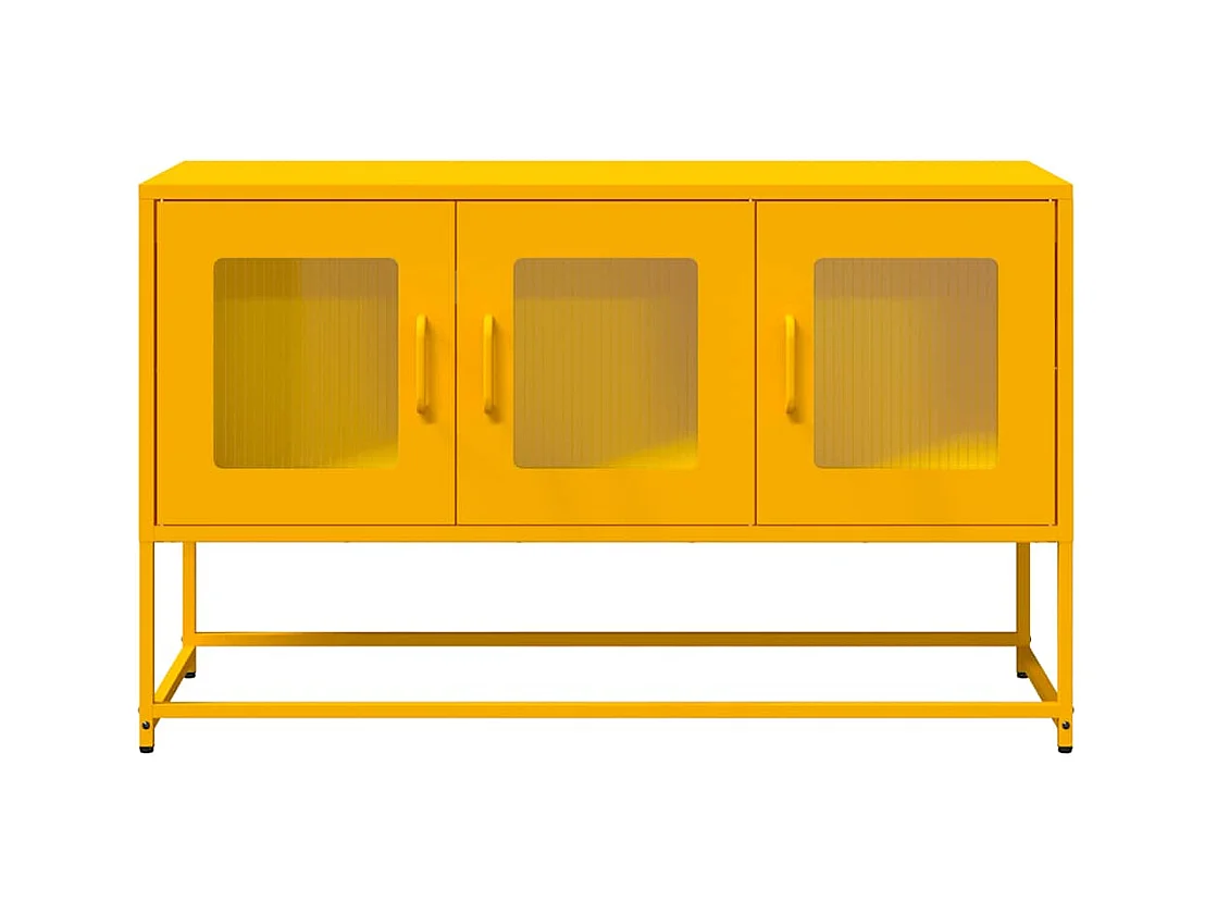 Meuble TV jaune moutarde 100,5x39x60,5 cm acier laminé à froid