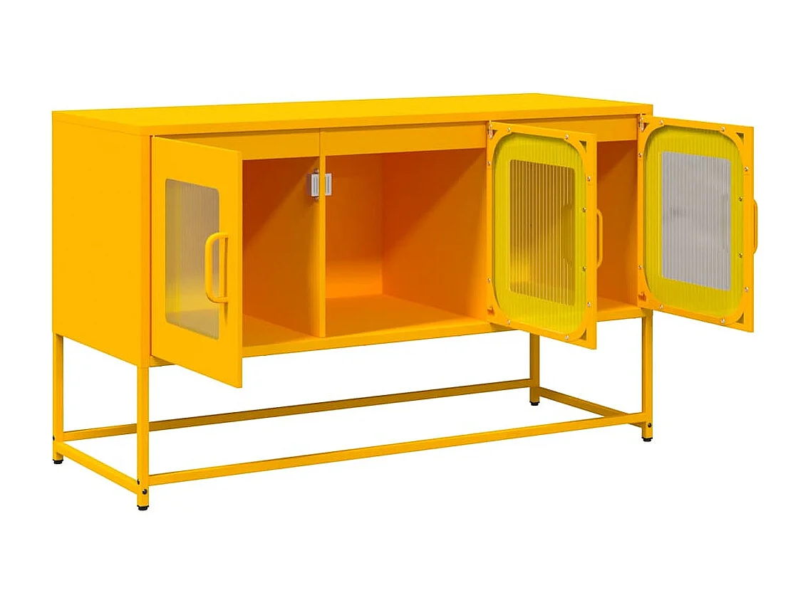 Meuble TV jaune moutarde 100,5x39x60,5 cm acier laminé à froid