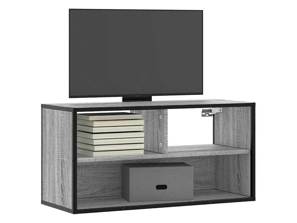 Mobile TV Grigio Sonoma 80x31x39,5 cm Legno Multistrato Metallo