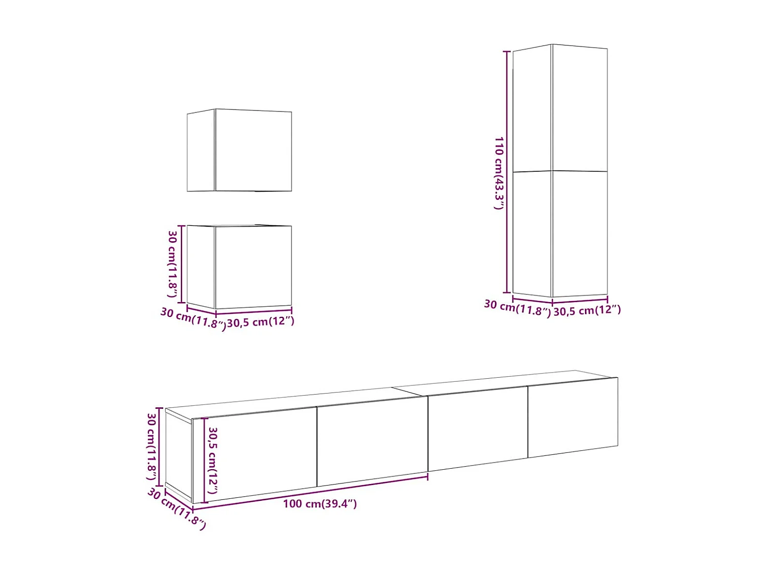 Ensemble de meuble TV mural 5 pcs chêne artisanal