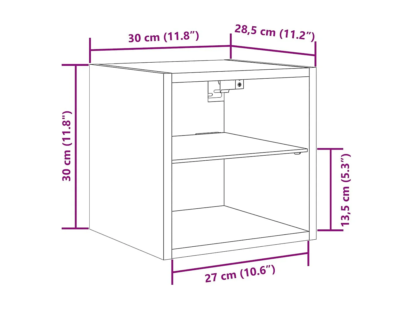TV-Wandschrank mit LED-Leuchten Altholz-Optik 30x28,5x30 cm