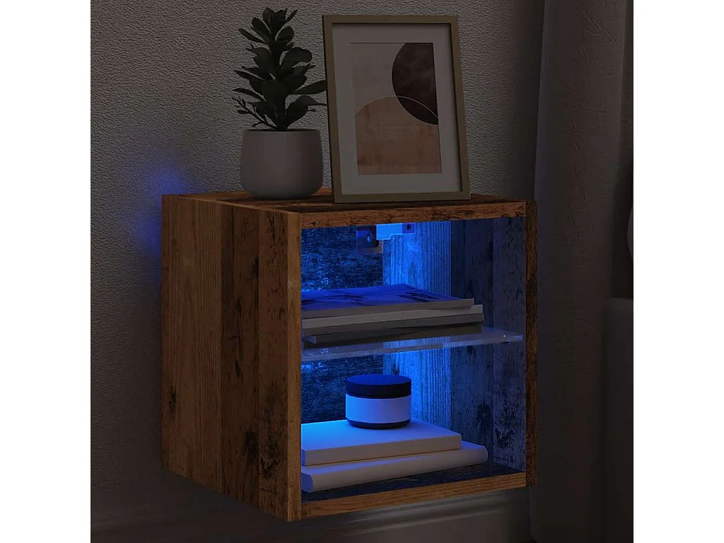 TV-Wandschrank mit LED-Leuchten Altholz-Optik 30x28,5x30 cm