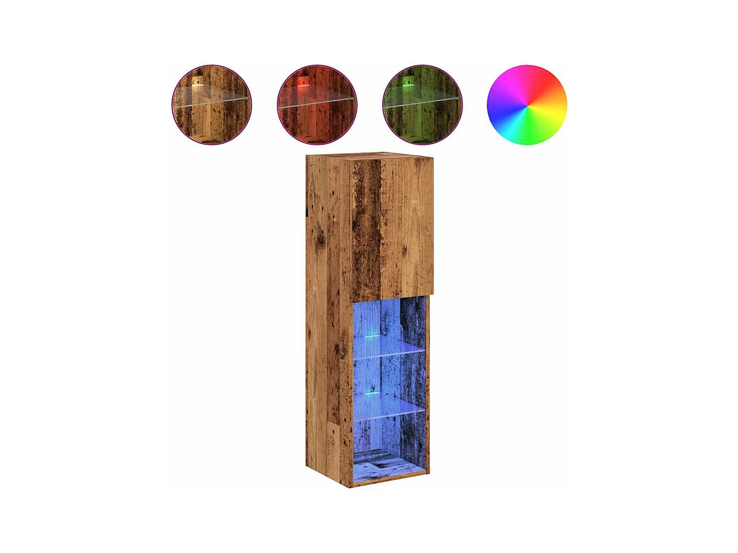 Meubles TV avec lumières LED 2 pcs vieux bois 30,5x30x102 cm