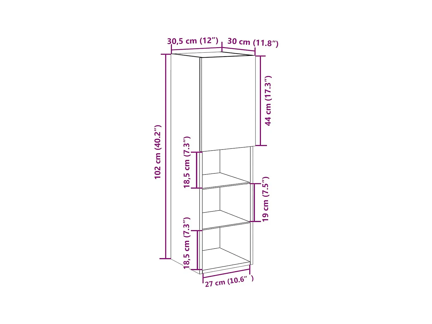 Meubles TV avec lumières LED 2 pcs vieux bois 30,5x30x102 cm