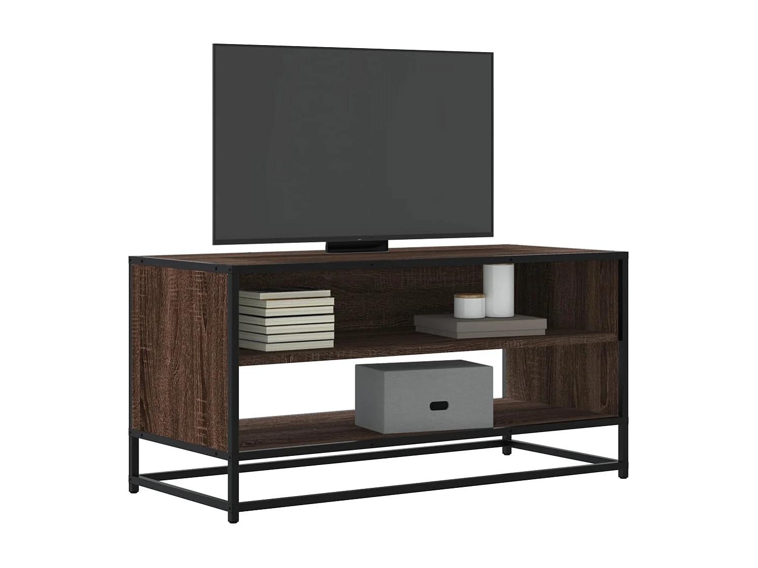 Meuble TV chêne marron 91x40x46 cm bois d'ingénierie et métal