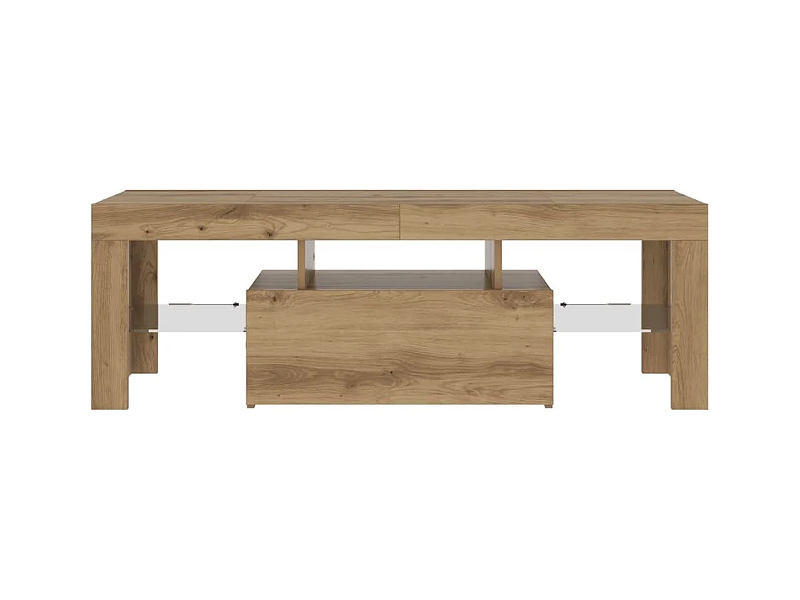 Meuble TV avec lumières LED chêne artisanal bois d'ingénierie