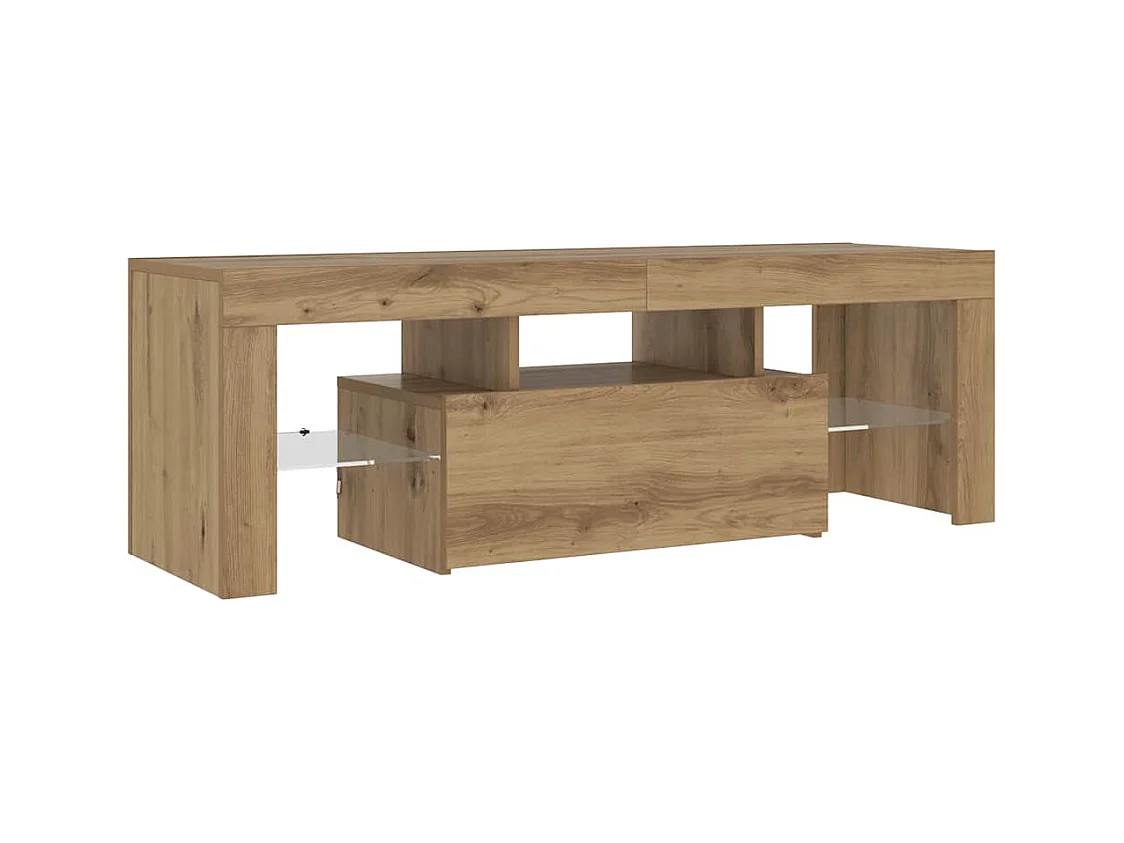 Meuble TV avec lumières LED chêne artisanal bois d'ingénierie