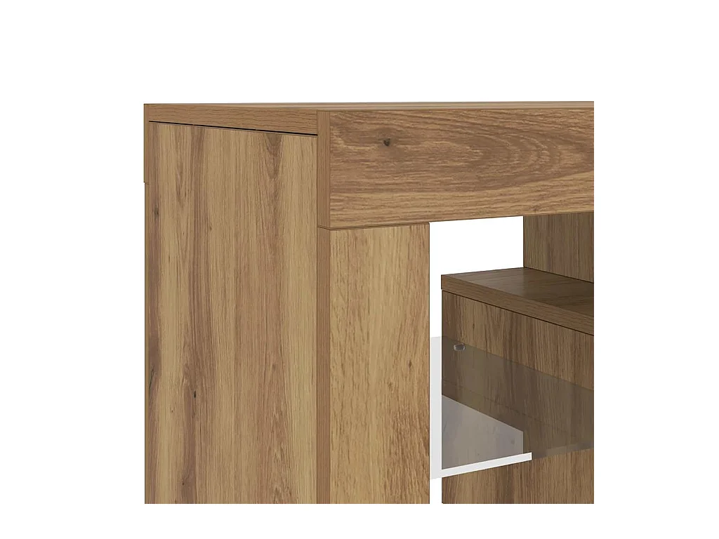 Meuble TV avec lumières LED chêne artisanal bois d'ingénierie