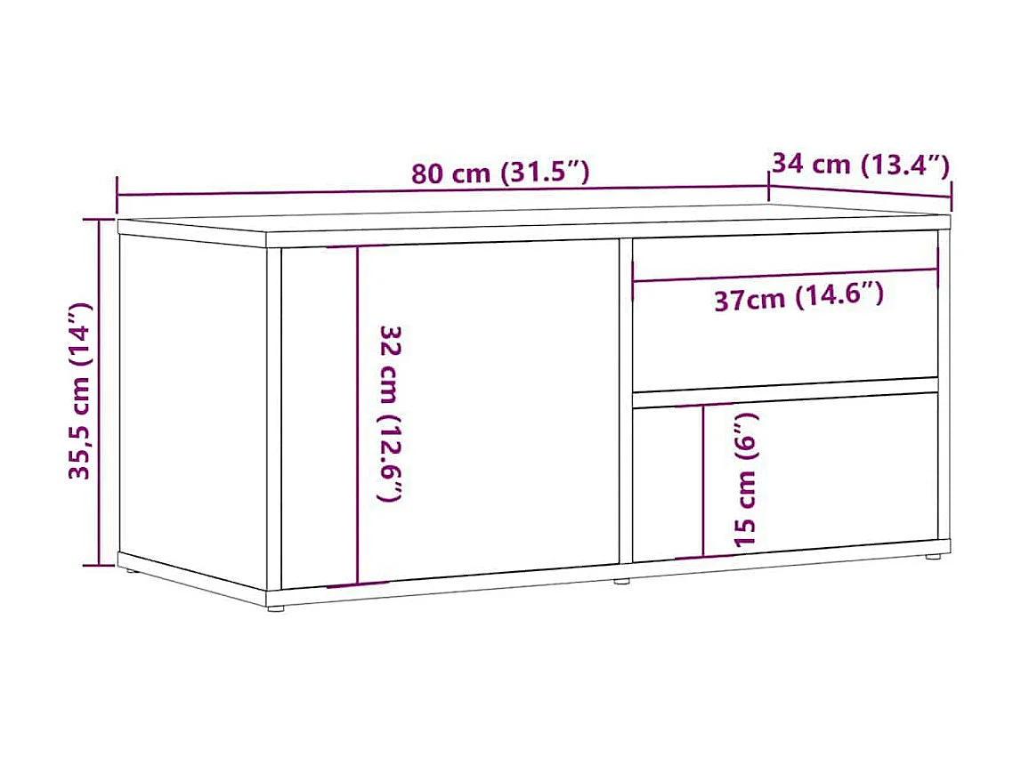 TV-Schrank Altholz-Optik 80x34x35,5 cm Holzwerkstoff