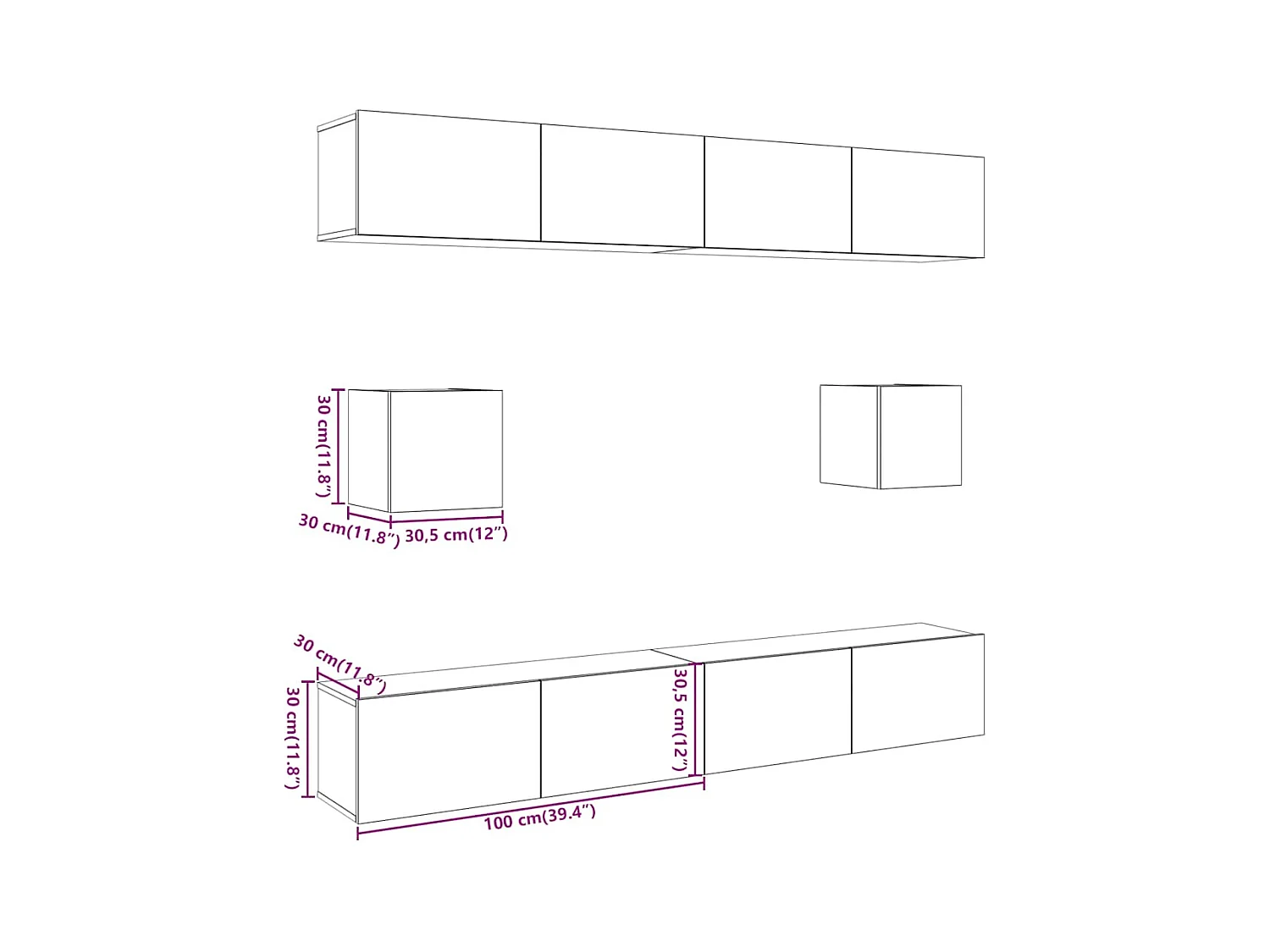 Ensemble de meuble TV mural 6 pcs chêne artisanal
